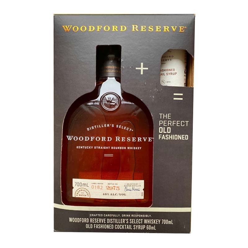 Woodford Reserve Bourbon 700ml & Old Fashioned Syrup Gift Pack